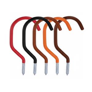 Ganchos de almacenamiento de escalera de garaje de acero y metal personalizados fabricados con revestimiento rojo de PVC para organización de herramientas - Product Image 1