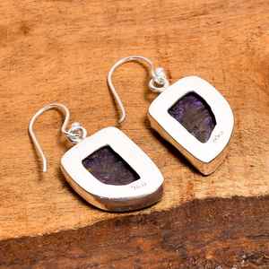 Pendientes de Charoita en Plata de Ley Chapada en Oro, Joyería Boho con Gema Púrpura Rara para Mujeres y Niñas, Regalo para Fiestas - Product Image 4