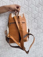 Tas Ransel Kulit Asli Bergaya Multi-Saku dengan Kancing Penutup, Tas Sekolah Unisex Desain Baru Gaya Modis Grosir