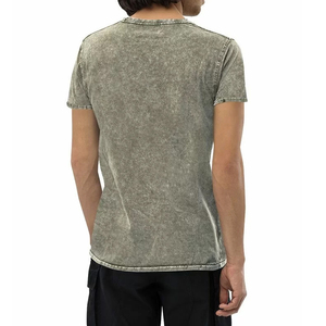 เสื้อยืดสตรีทแวร์ผู้ชายสีพื้นแบบย้อมสีเอซิด แขนสั้น ผ้าเจอร์ซีย์คอตตอน 100% ดีไซน์เรียบง่าย ทรงเข้ารูป คุณภาพสูง ราคาประหยัด - Product Image 2