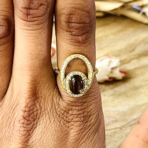 Trendy New Boho Geometric <b>Ring</b> Brass <b>Rings</b> For Women 18k Gold Plated Vintage <b>Statement</b> Quartz Fashion Jewelry Wholesale/OEM/ODM - Product Image 4