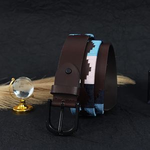 Cinturón de cuero unisex para hombre y mujer, estilo polo, con hebilla de latón, de cuero de primera calidad, cinturón deportivo de moda. - Product Image 3