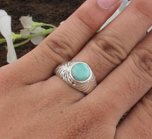 Bague en Amazonite Naturelle, Argent Sterling 925, Pierre Précieuse Amazonite Russe, Bague pour Femme, Bijoux Faits Main, Fabricant Grossiste - Product Image 1