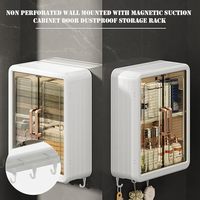 Armoire de rangement classique en plastique écologique de qualité supérieure avec porte magnétique à fermeture adhésive pour cuisine et salle de bain |   Maquillage 3 couches compatible lave-vaisselle