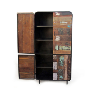 Mueble de Almacenamiento de Madera Reciclada de Estilo Industrial Vintage con Detalles Metálicos Rústicos, Mueble Ecológico Único para Sala de Estar - Product Image 6