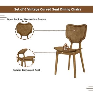 Set da Pranzo Vintage 7 Pezzi con 6 Sedie a Schienale Curvo e Tavolo per 6 Persone, Set Tavolo da Cucina - Product Image 5