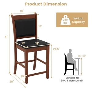 Set di 2 Sgabelli Imbottiti con Struttura in Legno di Gomma Massiccio, Sedie da Pranzo - Product Image 5