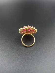 Gold Plated <b>Adjustable</b> Flower Cocktail <b>Ring</b> Wholesale | Indian Fashion Jewelry Supplier | Low MOQ | Handcrafted Statement <b>Ring</b> - Product Image 2