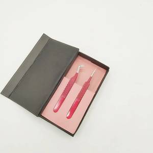 Juego de 2 Pinzas de Precisión para Pestañas de Acero Inoxidable Rojo con Puntas Rectas e Inclinadas de 10 mm de Longitud - Product Image 4