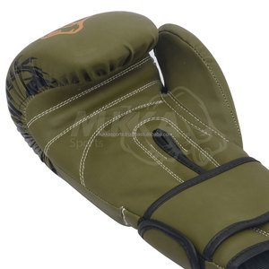 <b>Best</b> Leather MMA Boxing Gloves Olive Color Customizable High Quality Professional Training and Sparring Gloves - Product Image 2