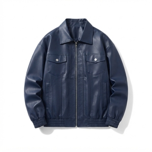 Chaqueta de Cuero PU para Hombre, Talla Grande, Estilo Motero, Resistente al Viento, Informal, para Otoño e Invierno, con Cierre, Teñida, Venta al Por Mayor, OEM - Product Image 3