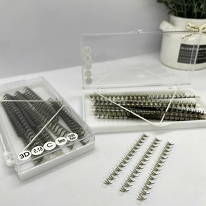 ขนตาปลอมแบบกลุ่ม ต่อขนตาแบบเร็วพิเศษ ทำด้วยมือจากเส้นใยสังเคราะห์  ขนตาสำเร็จรูป  ยาวเป็นธรรมชาติ  ความยาวคละแบบ  งอนสวย  สีดำด้าน  รับทำโลโก้ตามสั่ง - Product Image 1