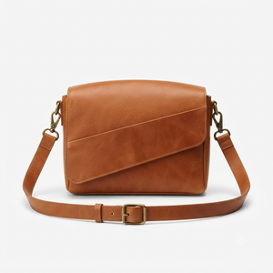 Women's Genuine Leather <b>Messenger</b> <b>Bag</b> Solid Color Adjustable Strap Classic Flap Closure Daily Use All Seasons - Product Image 1