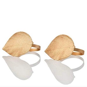 Brass <b>Gold</b> Leaf Flower Design Napkin <b>Rings</b> <b>Set</b> Botanical Napkin Holders Luxury Dining Table Accessories - Product Image 1