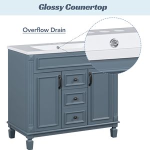 Mobile Bagno Moderno da 36 Pollici con Lavabo Singolo, 2 Ante e 2 Cassetti con Chiusura Ammortizzata - Product Image 5