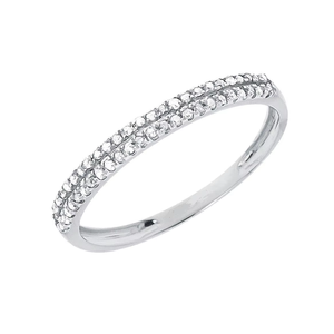10K White Gold Diamond Eternity Wedding Band | 0.30 CTW Round Prong <b>Set</b> Two Line Diamond <b>Ring</b> | Classic Bridal Jewelry for Women - Product Image 3
