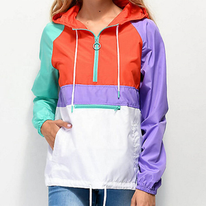 Veste coupe-vent pour femme avec panneaux réfléchissants, fermeture éclair quart de tour, manches longues, design multi-poches, veste de pluie - Product Image 1