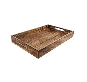Wooden Serving Tray Rectangle Decorative Tray with Handles Rustic Modern Tea Coffee Table Decor for <b>Home</b> Hotel Restaurant - Product Image 1
