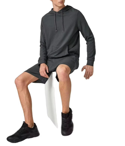 <b>Men</b>' Hooded Sweatshirt With Shorts Set Breathable Casual Wear Solid Color Full Sleeve Drawstring Closure Regular Fit Spring - Product Image 6