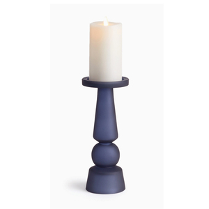 Modern Matte Navy Blue Pillar Candle Holder <b>Set</b> Elegant Sculptural Design Round Shape For Luxury Home Decor And Weddings - Product Image 4