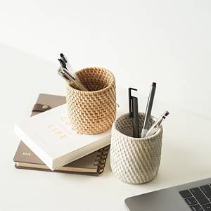 Vanity kitchen organiser rattan pen holder pencil case <b>basket</b> for girls <b>small</b> essentials storage - Product Image 4