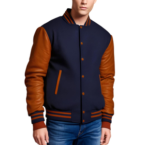 Wholesale Unisex Custom Stand Collar Front Logo Bomber Varsity Jacket Woolen High Street Style Winter - Product Image 6