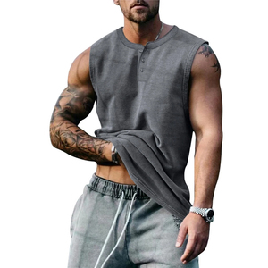 Débardeur Homme Sans Manches Col Rond Uni Tricoté Décontracté Style Musculation 100% Coton Respirant Anti-Boulochage Écologique Numérique - Product Image 4