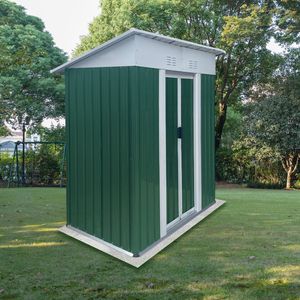 Mini Capanno da Giardino 5x3 Piedi con Tetto a Falda, Colore Verde, Telaio in Lega di Alluminio, Porta Scorrevole - Product Image 4