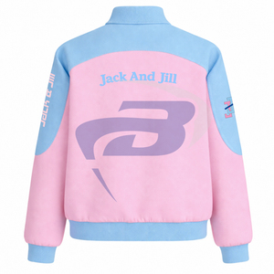 Chaqueta de sarga de algodón estilo carreras de la hermandad Jack And Jill Of America, ropa griega, chaqueta de carreras con cuello alto y bloques de color. - Product Image 3