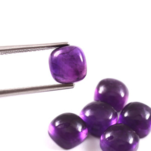 Natural African Amethyst Square <b>Cushion</b> Cabochon 8X8mm Flat Back Loose Gemstone Jewelry Making Wholesale Lot AAA Quality <b>Purple</b> - Product Image 2