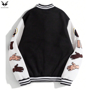 Chaquetas Varsity de Béisbol para Hombre, Ecológicas, de Tacto Suave, con Rayas de Colores, Estampado con Eslogan, para Primavera y Otoño, Estilo Universitario - Product Image 2