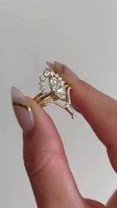 แหวนเพชรทรงมาร์คีส์ 2.01 กะรัต ผลิตในห้องปฏิบัติการ ดีไซน์เรียบหรู 3 วง ประดับเพชรแบบคลัสเตอร์ ทองคำแท้ 14K สำหรับผู้หญิง ดีไซน์แหวนแยกส่วน เหมาะสำหรับเป็นแหวนหมั้น เครื่องประดับชั้นดี - Product Image 6