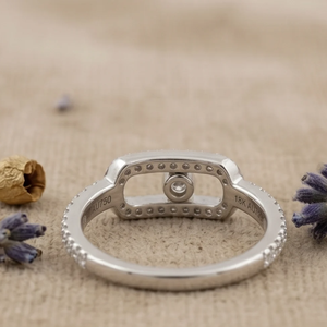 Minimalist Geometric Diamond <b>Ring</b> Moissanite <b>Open</b> Frame <b>Ring</b> Sterling Silver Stackable <b>Ring</b> For Women - Product Image 2