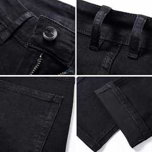 Jean en denim vintage de haute qualité, coupe droite, double genou, avec logo personnalisé, délavé, décorations rivets, style streetwear hip-hop - Product Image 2