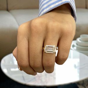Partywear Lab Grown 3.01CT Emerald Cut Diamond Solitaire Ring 18K Yellow Gold Stackable Sparkling Luxury Surprise For <b>Girlfriend</b> - Product Image 1