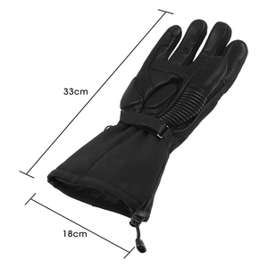 Gants de course chauffants en cuir, à doigts complets, auto-chauffants, pour l'hiver, le ski en extérieur, unisexe, avec fermeture éclair, chauds, noirs - Product Image 3