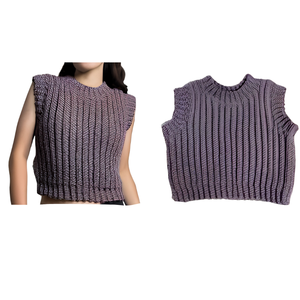 Ribbed Knit <b>Wool</b>/Viscose Puffer <b>Thermal</b> Pullover Mens Womens Plus Size Slim Fit Relaxed V Neck Scoop Crew Short Cropped Gym Yoga - Product Image 3