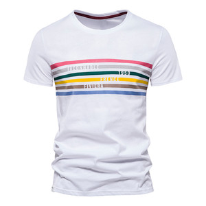 Men's <b>Black</b> Striped Cotton T-<b>Shirt</b> O-Neck Short Sleeve Casual Regular Fit Printed Design Breathable Jersey Fabric - Product Image 2