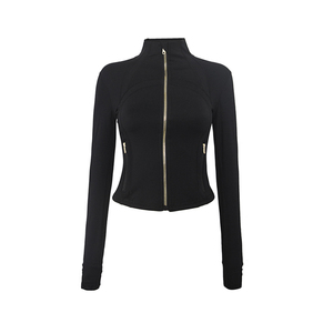 Wholesale Custom Logo Slim Fit <b>Workout</b> <b>Jacket</b> Ladies High Neck Zip Front Long Sleeve Athleisure Yoga Training Sport Top - Product Image 1