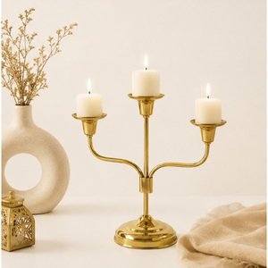 Candelabro de 3 Brazos Dorado, Portavelas Metálico al por Mayor, Centro de Mesa para Decoración de Mesa en Bodas y Fiestas - Product Image 4