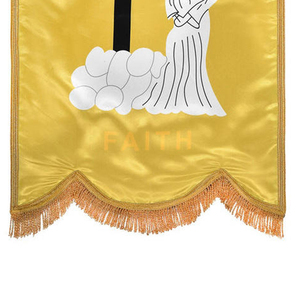 Drapeau de l'Église de la Foi avec croix et femme sur nuage, en soie dorée, décoration suspendue pour usage religieux - Product Image 6