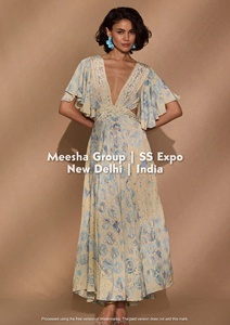 เดรสแม็กซี่คอวีลึกสำหรับผู้หญิงพร้อมเชือกผูกด้านหลังพิมพ์ลายดอกไม้เดรสยาวโบโฮพลิ้วไหวพร้อมแขนระบายคละสี - Product Image 4