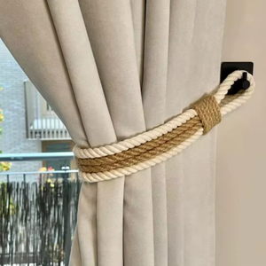 Jute & Cotton Rope Curtain Tieback: Nautical Decor - Product Image 1
