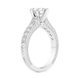 Anillo de Compromiso con Diamante Cultivado en Laboratorio de Corte Redondo, Solitario Oculto con Detalles, en Oro Rosa para Mujer - Product Image 5