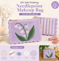 Kit de sac brodé auto-finissant motif Muguet, toile en coton premium 13/18 mailles, DIY avec fils ou perles