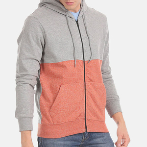 Sweat-shirt à capuche zippé moderne bicolore, léger, gris rouille, veste d'extérieur active pour un usage quotidien décontracté - Product Image 5