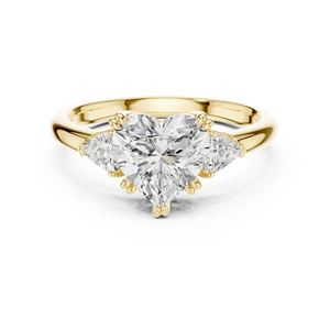 Aries Jewel - Elegante Anillo de Lujo con Diamante de Laboratorio en Forma de Corazón con Corte Trillón E VS1 para Mujer, Oro Amarillo de 14K, Certificado IGI, Regalo de Boda Directo - Product Image 5