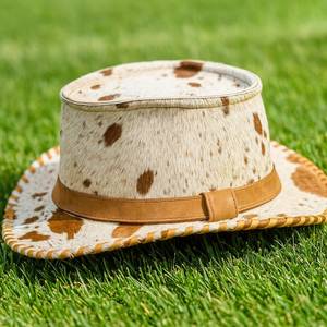 หมวกหนังวัวแท้สีน้ำตาลคุณภาพสูง งานแฮนด์เมดสำหรับผู้ชาย สไตล์ตะวันตก เหมาะสำหรับใส่ในงานเทศกาลกลางแจ้ง - Product Image 2