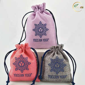 Eco Friendly Jute <b>Mini</b> Jewelry Bags with Customized Printing for Promotional Packaging - Product Image 2