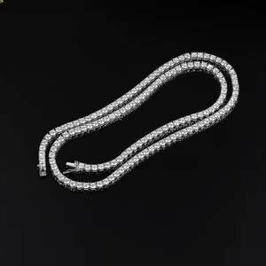 Collar de tenis de lujo con forma de diamante para hombre y mujer, con circonita cúbica de corte redondo, chapado en plata, cadena de joyería. - Product Image 3